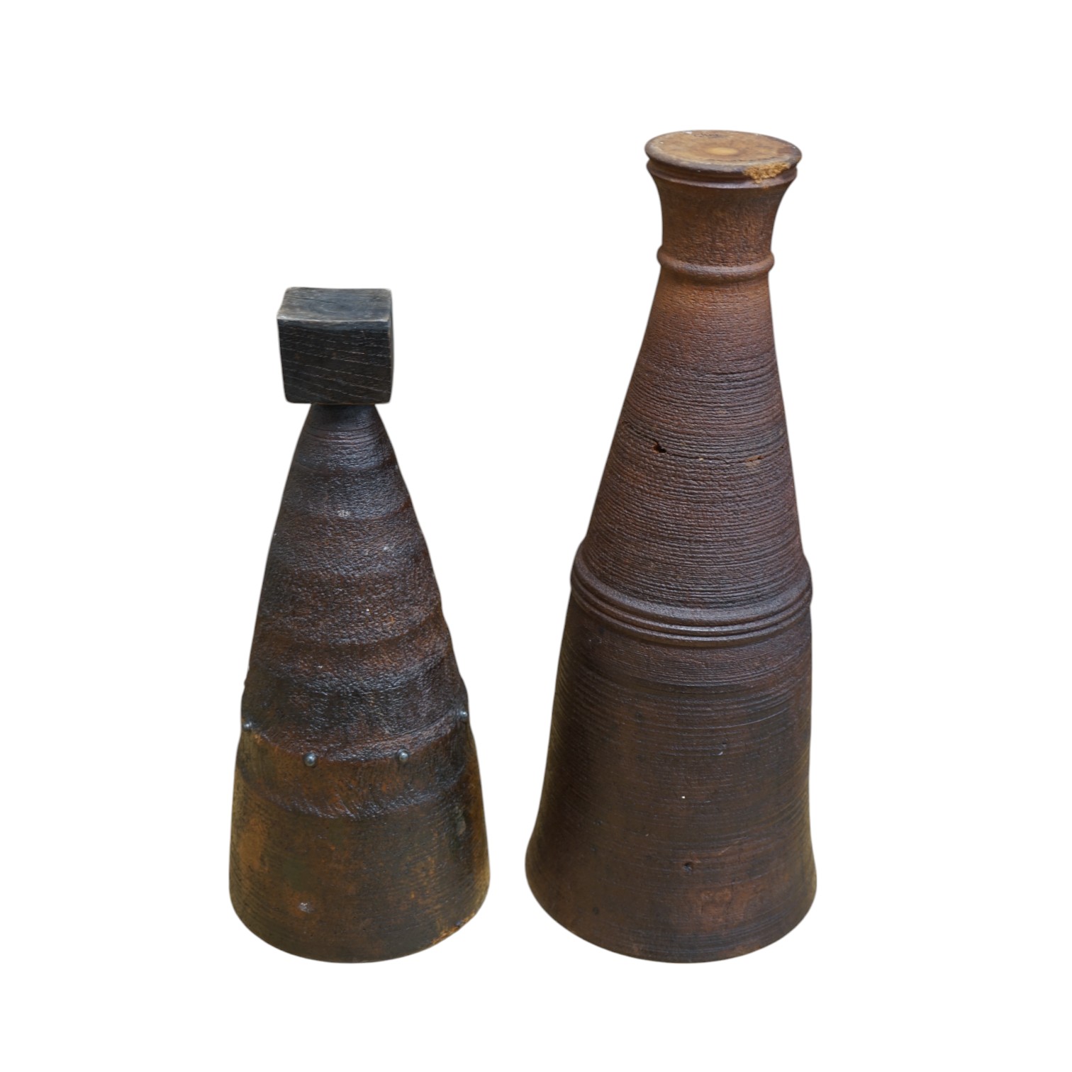 Two Mike Chai xanthorea vases, 45.5cm. Condition - fair